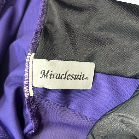 Women's Miraclesuit - Jena One Piece Tummy Control Purple Sheer Swimsuit Size 12 - Picture 5 of 5
